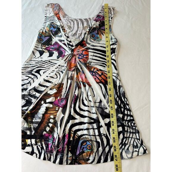 Boston Proper Blouse Top MED Multicolor Butterfly Art To Wear Fairycore - Picture 6 of 7